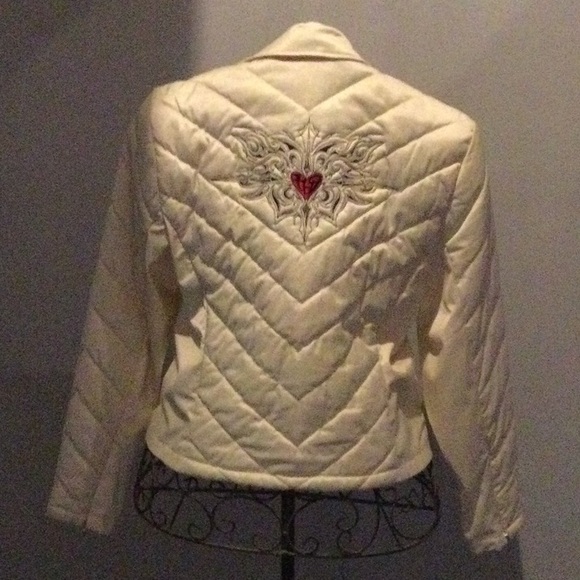 Harley-Davidson cream color jacket with embroidery front and back - Picture 1 of 4